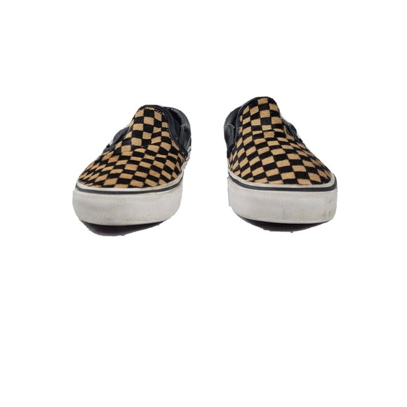 Vans Classic Slip On Calf Hair Tan Checkerboard Sneakers Men's Size 8.5 Womens 9 - Picture 5 of 10